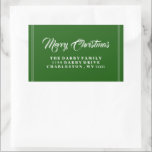 Rectangular Green Merry Christmas Pegatina<br><div class="desc">Pegatina de Feliz Navidad Personalizado. Coincide con nuestra moderna tarjeta de fotos de navidad. Por favor,  no dude en contactarnos con cualquier pregunta.</div>