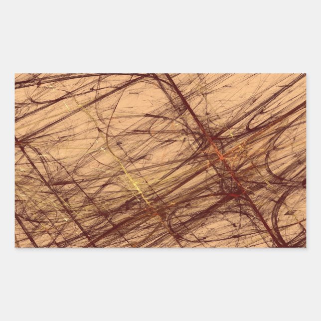 Rectangular Grunge marrón Resumen Pegatina Rectángulo fractal (Anverso)