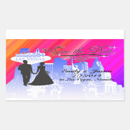 RECTANGULAR GUARDAR LA FECHA PEGATINA CON VISTAS A LAS VEGAS