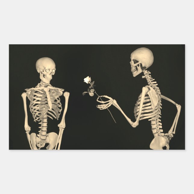 Rectangular HALLOWEEN DAY OF THE DEAD SKELETON Pegatina (Anverso)