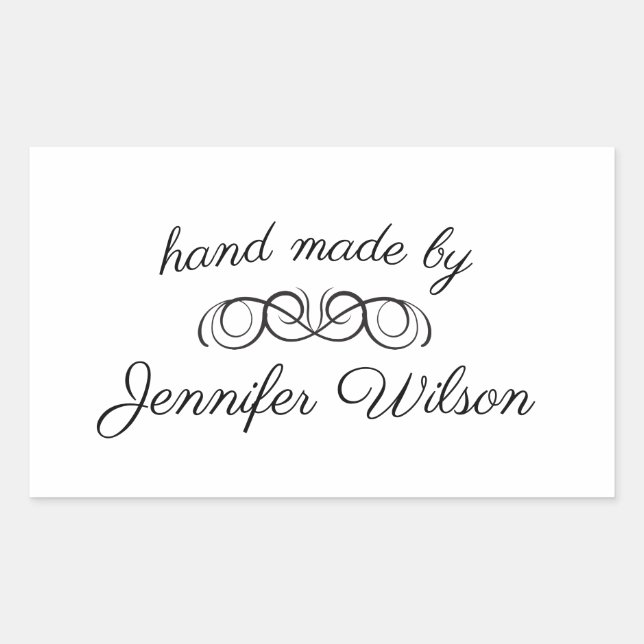 Rectangular Hand Made | Pegatina personalizado (Anverso)