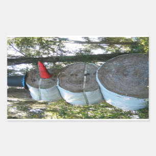 Rectangular Hay Snowman Pegatina