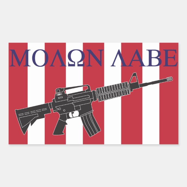 Rectangular Hijos de Molon Labe del pegatina de la libertad (Anverso)