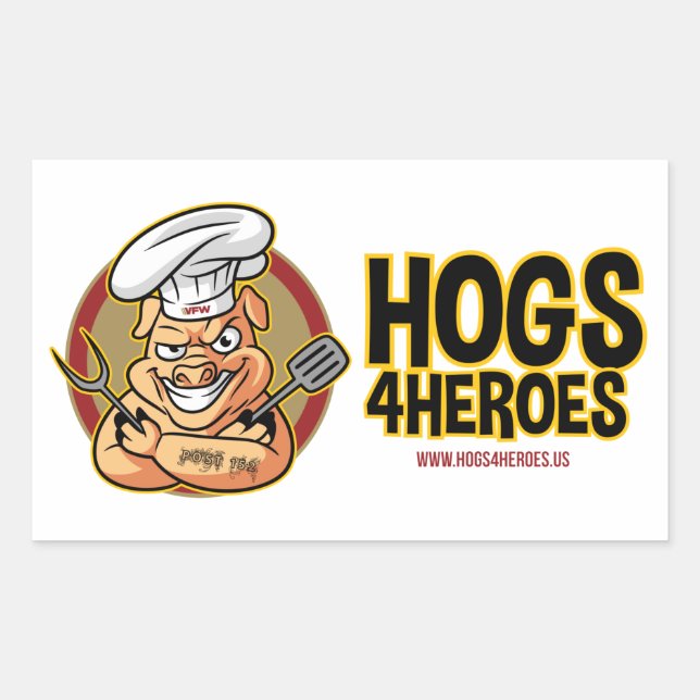 Rectangular Hogs 4 Heroes Pegatina (Anverso)
