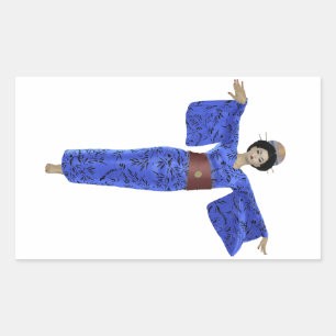 Rectangular Hojas de Pegatina japonesas de Geisha Blue Kimono