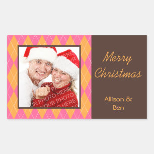 Rectangular Imagen color rosa Merry Navidad gran pegatina