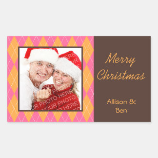 Rectangular Imagen color rosa Merry Navidad gran pegatina