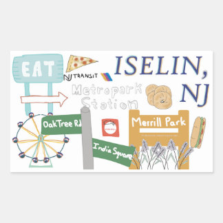 Rectangular Iselin, Pegatina de NJ Doodle