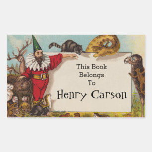 Rectangular Isidore the Elf y su Pegatina del libro de animale