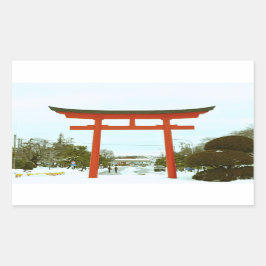 Rectangular Japón en el pegatina invernal