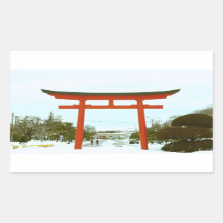 Rectangular Japón en el pegatina invernal