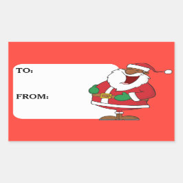 Rectangular Jolly Black Saint Nicholas Gift Tag Pegatina