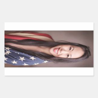 Rectangular Juliet Pegatina de Bandera Americana sin Censura