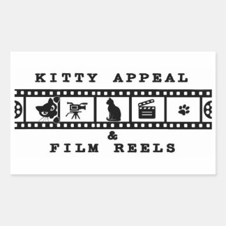 Rectangular Kitty Appeal & Film Reels Pegatina Blanca
