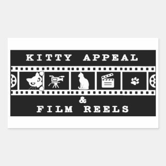 Rectangular Kitty Appeal & Film Reels Pegatina Negra
