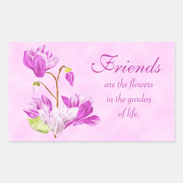 Rectangular La acuarela florece al pegatina (Anverso)