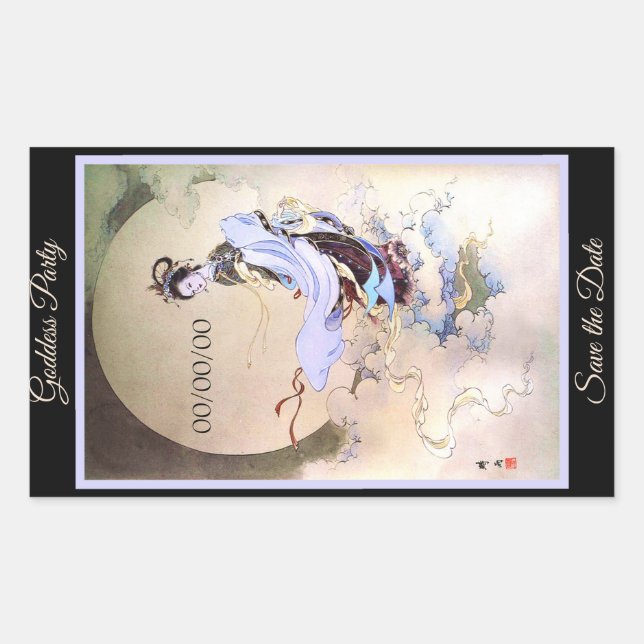 Rectangular La diosa de la luna Chang'e, Pegatina de la fecha (Anverso)