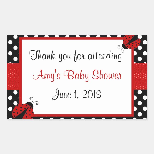 Rectangular La mariquita roja y negra le agradece pegatina (Anverso)