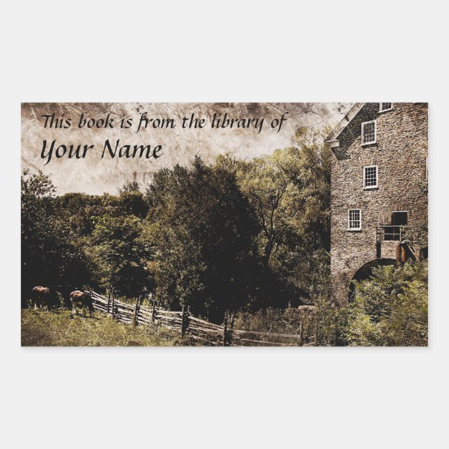 Rectangular Librería pastoral pegatina (Anverso)