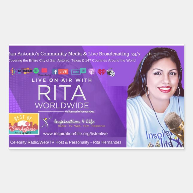 Rectangular Live On Air Con Rita Pegatina (Anverso)
