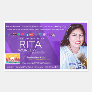 Rectangular Live On Air Con Rita Pegatina