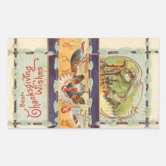 Rectangular Los mejores deseos de acción de gracias Pegatina v (Anverso)