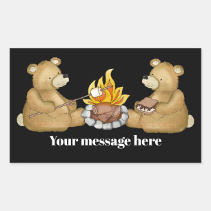 Rectangular Los osos de acampada añaden pegatina de mensajes