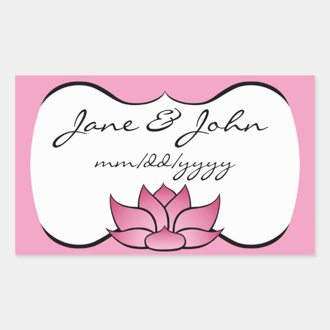 Rectangular Loto exquisito en Pegatina rosa (Anverso)