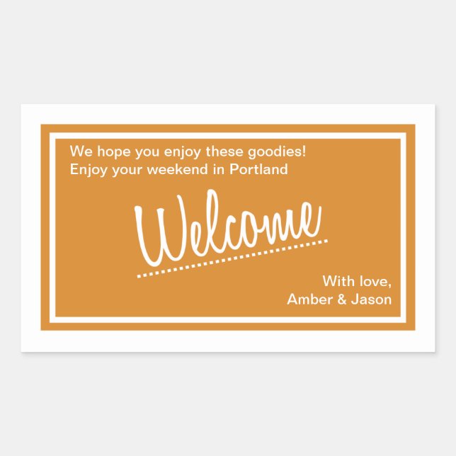 Rectangular Lucky In Love - Welcome Bag Pegatina - Tangerine (Anverso)