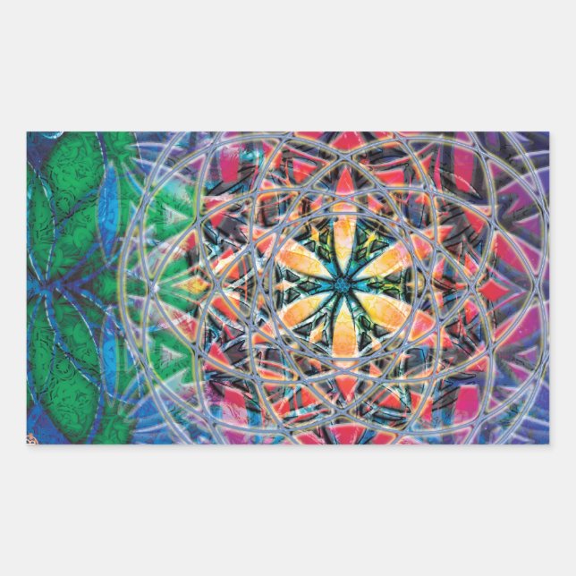 Rectangular Mandala 6 Pegatina (Anverso)