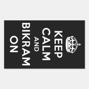 Rectangular Mantener la calma y el Bikram en el Pegatina