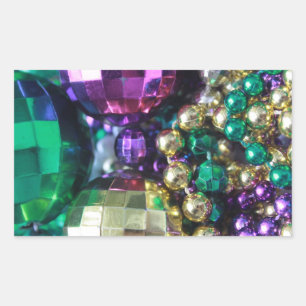 Rectangular Mardi Gras Carnival Beads Pegatina Decal Personali