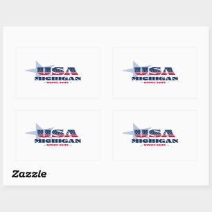 Rectangular Michigan Mi Pegatina del Estado de origen