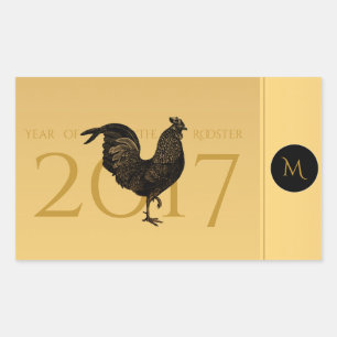 Rectangular Moda galardonada con gallo de cosecha de Pegatina