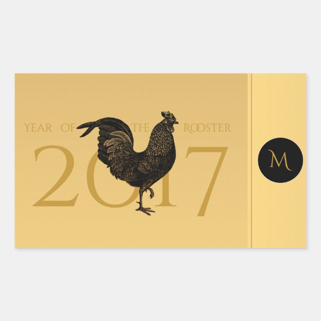 Rectangular Moda galardonada con gallo de cosecha de  Pegatina (Anverso)