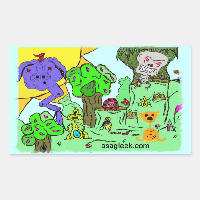 Rectangular Monster Valley Pegatina (Anverso)