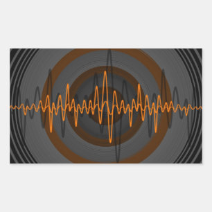 Rectangular Naranja de sonido rectángulo pegatina oscuro