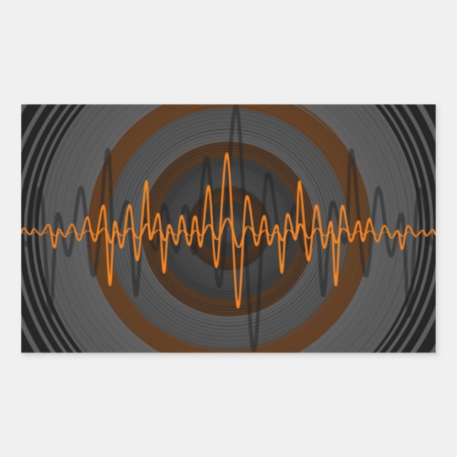Rectangular Naranja de sonido rectángulo pegatina oscuro (Anverso)