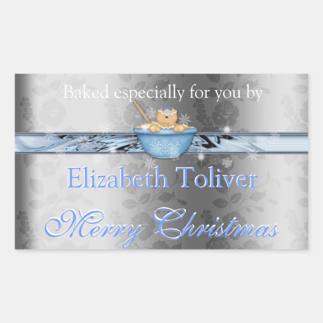 Rectangular Navidades Cookie, Fudge, Cake, Pegatina de etiquet (Anverso)