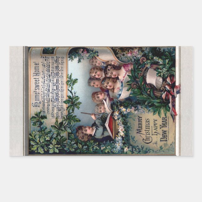 Rectangular Navidades Coro Pegatina (Anverso)