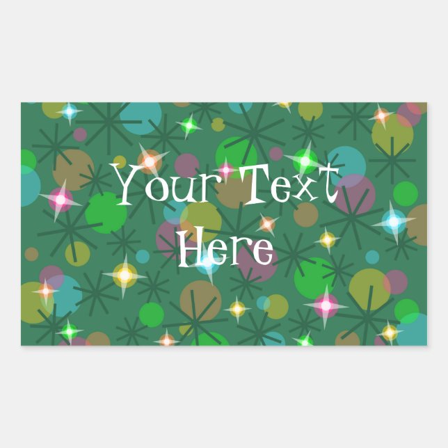 Rectangular Navidades Ilustra el rectángulo pegatina 'Su texto (Anverso)