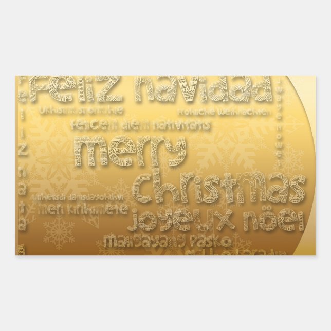 Rectangular Navidades internacionales de oro Pegatina rectangu (Anverso)