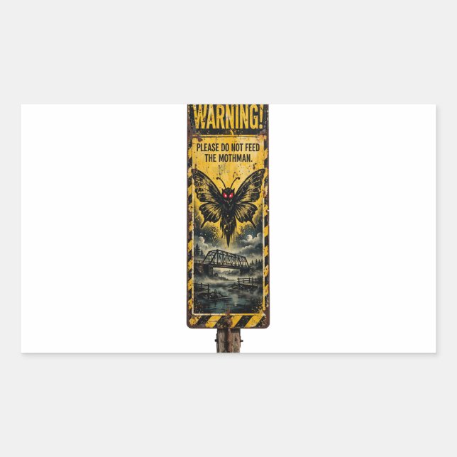 Rectangular No Alimentar al Mothman Señal Pegatina (Anverso)