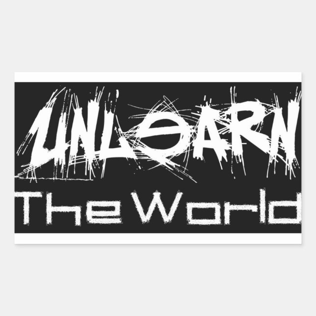 Rectangular NoLearn The World Black Pegatina (Anverso)