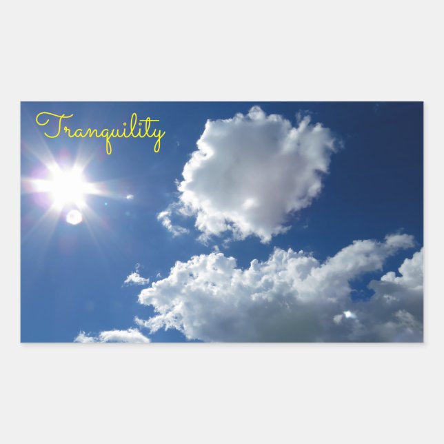 Rectangular Nubes Sunstar sunburst tranquilidad Pegatina (Anverso)