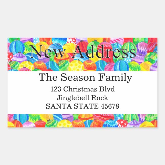 Rectangular Nuevo pegatina de acuarela pintado a mano con dire (Anverso)