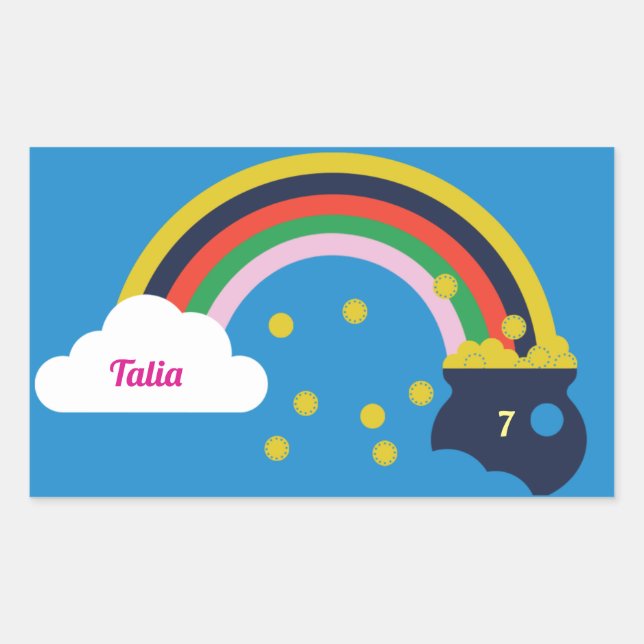 Rectangular olla de arco iris de pegatina de oro (Anverso)