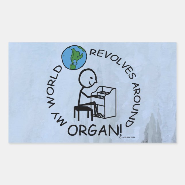 Rectangular Órgano - El mundo gira en torno al Pegatina rectan (Anverso)