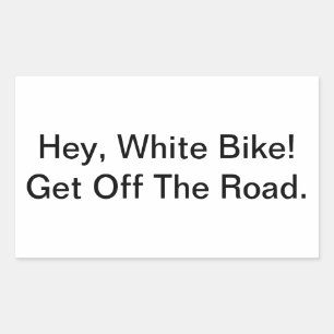 Rectangular ¡Oye, bicicleta blanca! pegatina Jeff Hankamer Art
