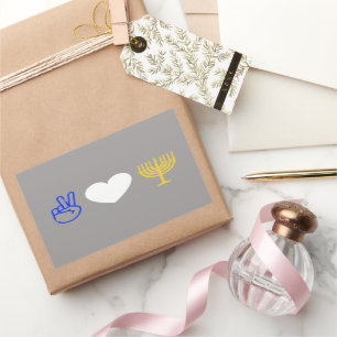 Rectangular Paz Amor y Pegatina Hanukkah